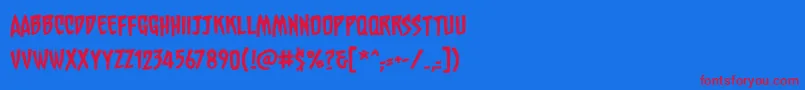 ChainsawzbbReg Font – Red Fonts on Blue Background