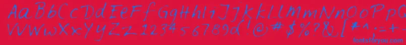 Feltpen Font – Blue Fonts on Red Background