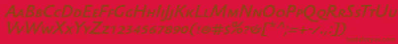 Czcionka SebastianmediumscItalic – brązowe czcionki na czerwonym tle