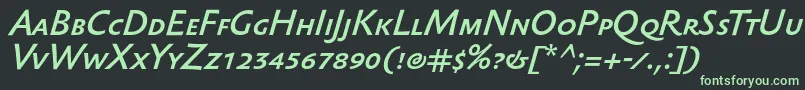 フォントSebastianmediumscItalic – 黒い背景に緑の文字