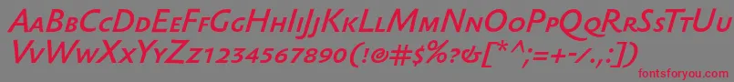 SebastianmediumscItalic Font – Red Fonts on Gray Background
