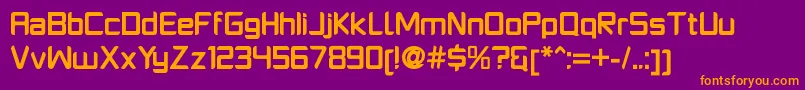 PlatformoneBold-Schriftart – Orangefarbene Schriften auf violettem Hintergrund