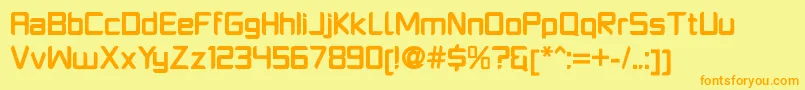 PlatformoneBold-Schriftart – Orangefarbene Schriften auf gelbem Hintergrund