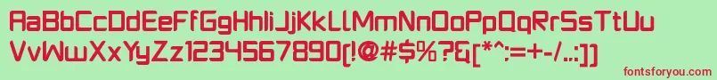 PlatformoneBold-fontti – punaiset fontit vihreällä taustalla