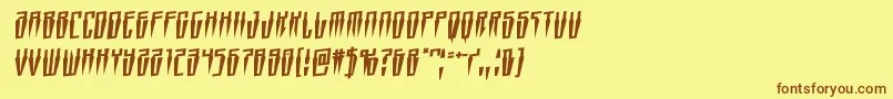 フォントSwordtoothrotal – 茶色の文字が黄色の背景にあります。