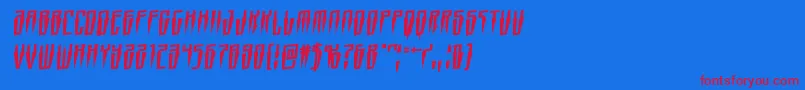 Swordtoothrotal-Schriftart – Rote Schriften auf blauem Hintergrund