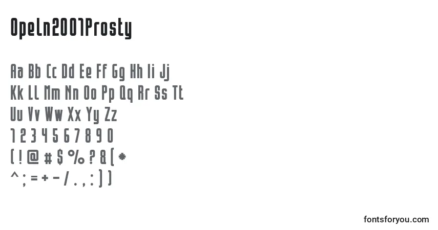 A fonte Opeln2001Prosty – alfabeto, números, caracteres especiais