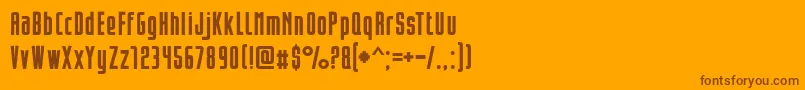 Opeln2001Prosty-Schriftart – Braune Schriften auf orangefarbenem Hintergrund