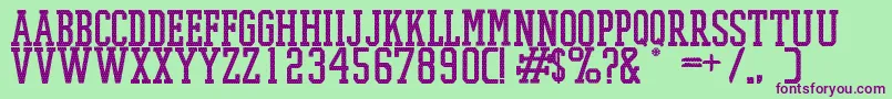 PromeshMeshRegular-Schriftart – Violette Schriften auf grünem Hintergrund