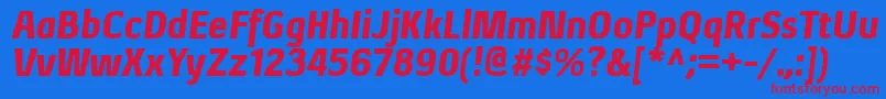 フォントXenublItalic – 赤い文字の青い背景