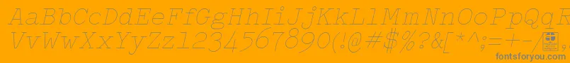 TypowriterThinItalicDemo-Schriftart – Graue Schriften auf orangefarbenem Hintergrund