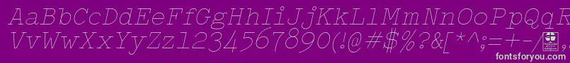 TypowriterThinItalicDemo Font – Green Fonts on Purple Background