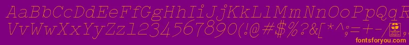 TypowriterThinItalicDemo Font – Orange Fonts on Purple Background