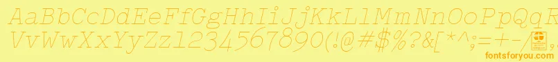 TypowriterThinItalicDemo Font – Orange Fonts on Yellow Background