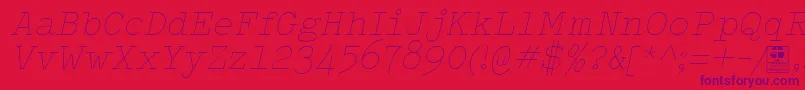 TypowriterThinItalicDemo Font – Purple Fonts on Red Background