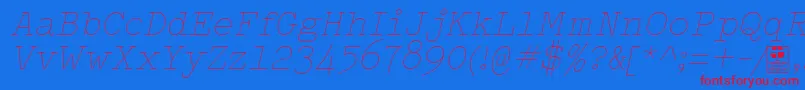 TypowriterThinItalicDemo Font – Red Fonts on Blue Background