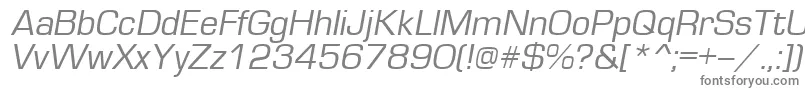 EuropeItalic-fontti – harmaat kirjasimet valkoisella taustalla