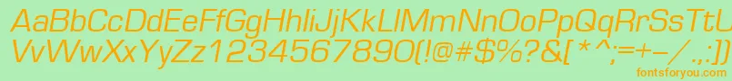 EuropeItalic-Schriftart – Orangefarbene Schriften auf grünem Hintergrund
