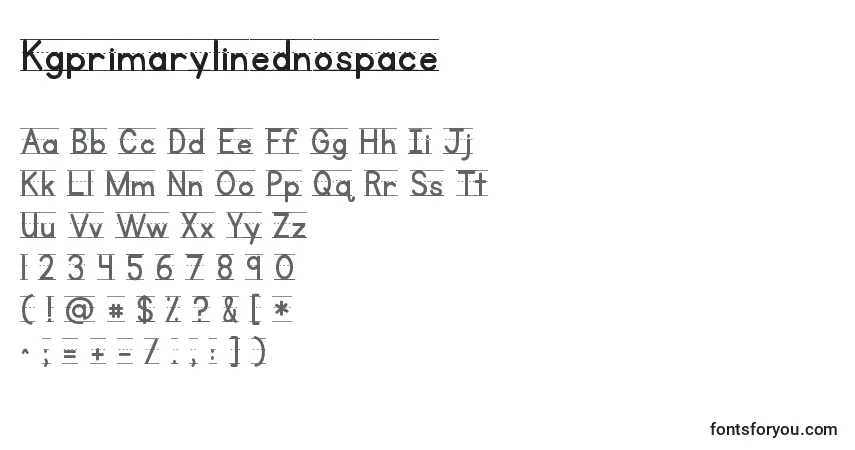 A fonte Kgprimarylinednospace – alfabeto, números, caracteres especiais