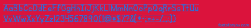 Kgprimarylinednospace-Schriftart – Blaue Schriften auf rotem Hintergrund