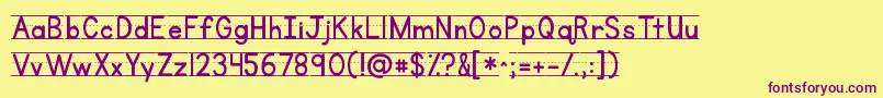 Kgprimarylinednospace Font – Purple Fonts on Yellow Background