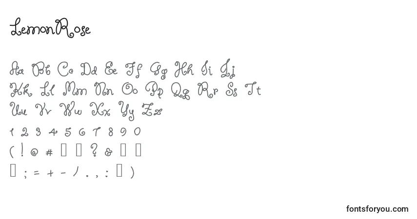 Schriftart LemonRose – Alphabet, Zahlen, spezielle Symbole