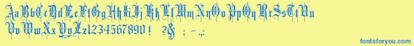 Minster4 Font – Blue Fonts on Yellow Background