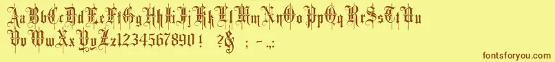 Minster4 Font – Brown Fonts on Yellow Background