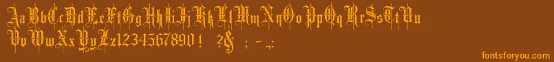 Minster4 Font – Orange Fonts on Brown Background