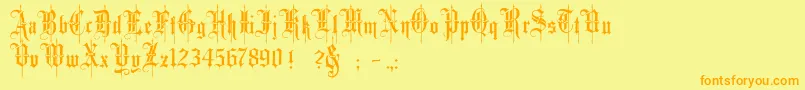 Minster4 Font – Orange Fonts on Yellow Background