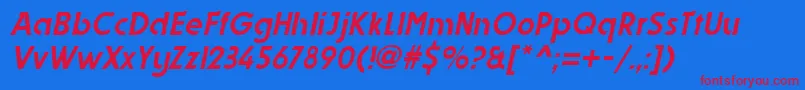 DynastyItalic Font – Red Fonts on Blue Background