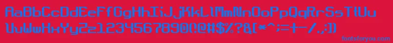 フォントDotboundaryJustified – 赤い背景に青い文字