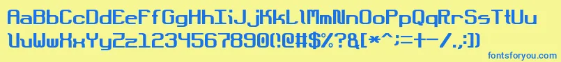 フォントDotboundaryJustified – 青い文字が黄色の背景にあります。