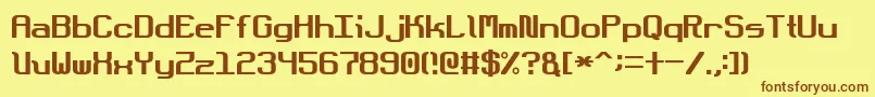 フォントDotboundaryJustified – 茶色の文字が黄色の背景にあります。