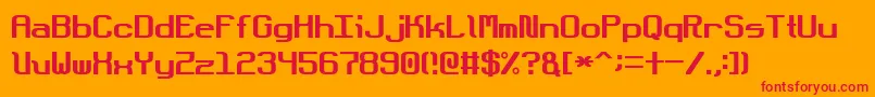 フォントDotboundaryJustified – オレンジの背景に赤い文字