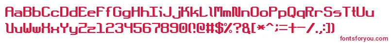 フォントDotboundaryJustified – 白い背景に赤い文字