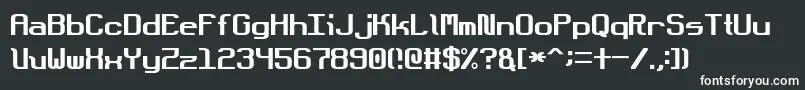 DotboundaryJustified-fontti – valkoiset fontit mustalla taustalla