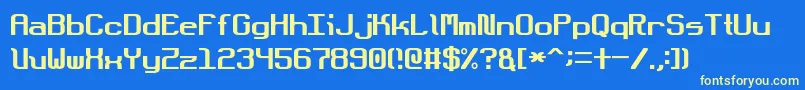 Czcionka DotboundaryJustified – żółte czcionki na niebieskim tle