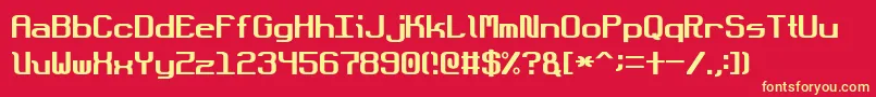 フォントDotboundaryJustified – 黄色の文字、赤い背景