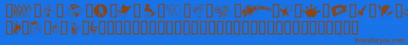 Weitere Informationen zur Tackoding-Schriftart Tackoding-Schriftart – Braune Schriften auf blauem Hintergrund