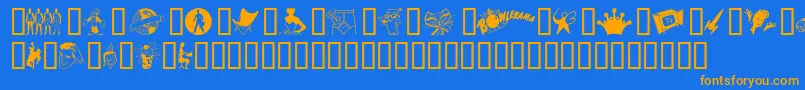 Tackoding-Schriftart – Orangefarbene Schriften auf blauem Hintergrund