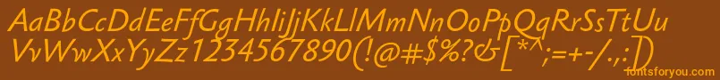 SebastianTextProItalic Font – Orange Fonts on Brown Background