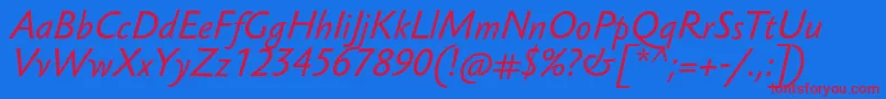 Czcionka SebastianTextProItalic – czerwone czcionki na niebieskim tle