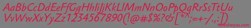 Czcionka SebastianTextProItalic – czerwone czcionki na szarym tle