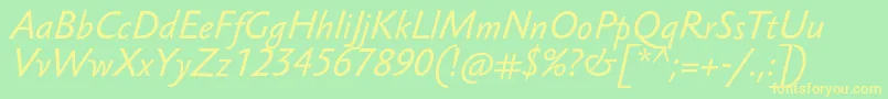 SebastianTextProItalic Font – Yellow Fonts on Green Background