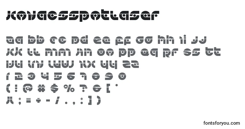 Schriftart Kovacsspotlaser – Alphabet, Zahlen, spezielle Symbole