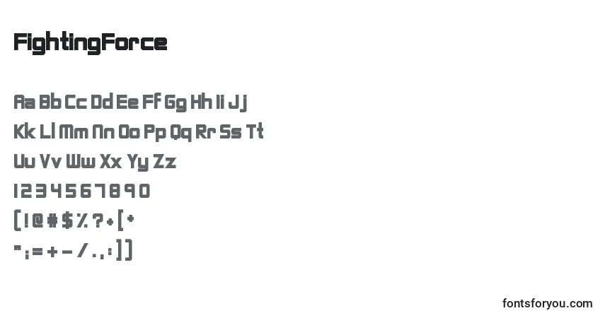 A fonte FightingForce – alfabeto, números, caracteres especiais