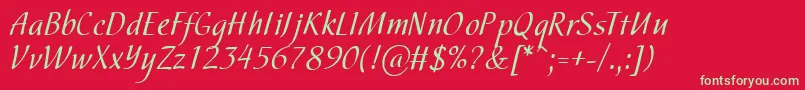 Hortensia Font – Green Fonts on Red Background