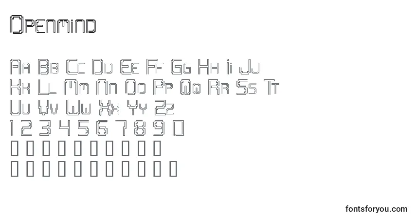 Fuente Openmind - alfabeto, números, caracteres especiales