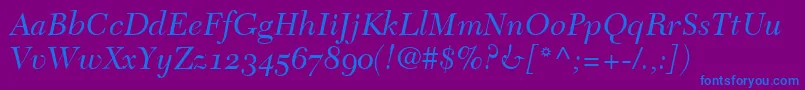 TycoonOldstyleSsiItalicOldStyleFigures Font – Blue Fonts on Purple Background